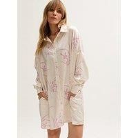 Lily & Lionel Kristy Button Down Large Floral Shirtdress - Cream