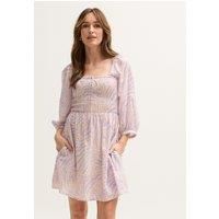 Lucy Shirred Bodice Banana Check Print Mini Dress In Multi