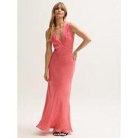 Lily & Lionel Pandora Bias Cut Sleeveless Embroidered Maxi Dress - Orange