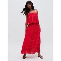 Raffya Rufa Spaghetti Strap Embroidered Cami - Red