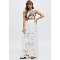 Georgina Lace Paneled Maxi Skirt In White