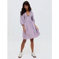 Soipoi Ruched V-neck Mini Dress In Purple