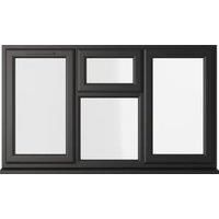Crystal uPVC Black Left and Right Hand Side Hung Top Opener Over a Clear Double Glazed Fixed Light Window - 1770 x 1040mm