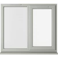 Crystal uPVC Agate Grey Right Hand Side Hung Next to a Fixed Light Clear Double Glazed Window - 1190 x 1190mm