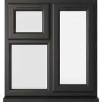 Crystal uPVC Black Right Hand Side Hung Next to a Top Opener Over a Fixed Light Clear Double Glazed Window - 905 x 965mm