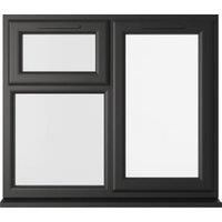 Crystal uPVC Black Right Hand Side Hung Next to a Top Opener Over a Fixed Light Clear Double Glazed Window - 1190 x 1040mm