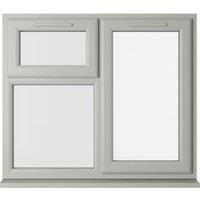 Crystal uPVC Agate Grey Right Hand Side Hung Next to a Top Opener Over a Fixed Light Clear Double Glazed Window - 1190 x 1115mm