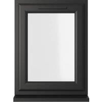 Crystal uPVC Black Left Hand Side Hung Clear Triple Glazed Window - 610 x 965mm