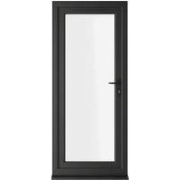 Crystal uPVC Black Left Hand Inwards Clear Triple Glazed Full Glass Single Door - 840 x 2090mm
