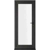 Crystal uPVC Black Left Hand Inwards Clear Triple Glazed Full Glass Single Door - 920 x 2090mm
