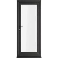 Crystal uPVC Black Right Hand Inwards Clear Triple Glazed Full Glass Single Door - 890 x 2090mm
