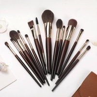 BP Beauty Pro Set of 14 BP Professional Makeup Brushes in a Leather Case â€“ Luxury & Precision in Brown/Gold