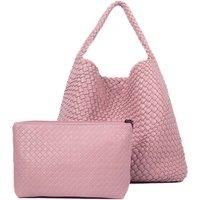 Chic Weave Tote Handbag with Matching Clutch