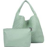Chic Weave Tote Handbag with Matching Clutch