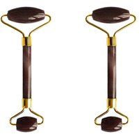 Dr. Botanicals Tiger Eye Harmony & Balancing Facial Roller (Gold Handle) x 2 Duo Set in White
