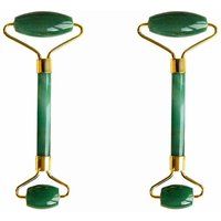 Dr. Botanicals Aventurine Jade Facial Rollers (Gold Metal Handle) x 2 Duo Set in Green