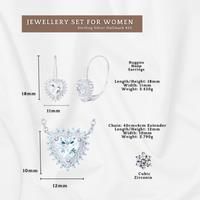 Sterling Silver 12Mm Heart Pendant Necklace And Earrings Set