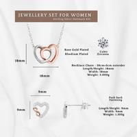 Sterling Silver Two Tone Hearts Necklace & Affinity Earrings