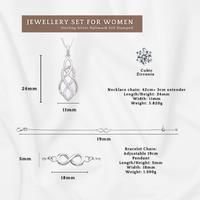 925 Sterling Silver Jewellery set C/Z Pendant Necklace Bracelet Earrings from UK