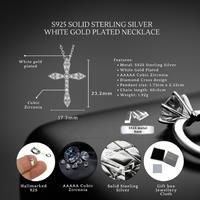Sterling Silver Diamond Cross C/Z Pendant Necklace S925 Hallmark