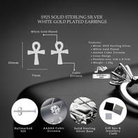 Sterling Silver Cross C/Z Bow Stud Earrings S925 Hallmark