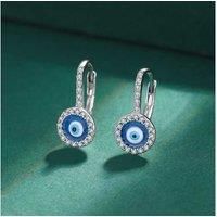 S925 Sterling Silver Hamsa Evil Eyes Huggies Earrings