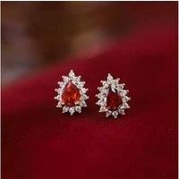Sterling Silver Teardrop Garnet Earrings 14K Yellow Gold Plated