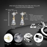 Sterling Silver Teardrop Earrings 14K Yellow Gold Plated