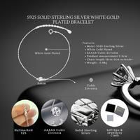 Sterling Silver 5Mm Solitaire Bracelet Adjustable S925 Hallmark