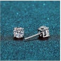 S925 Sterling Silver Moissanite 0.5 Carat 5Mm Stud Earrings