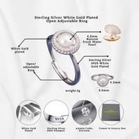 S925 Sterling Silver Fresh Water Pearl C/Z Halo Open Ring