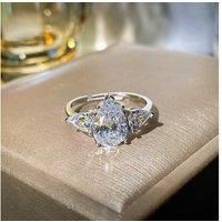 S925 Sterling Silver Three Stones Pear C/Z Open Adjustable Ring