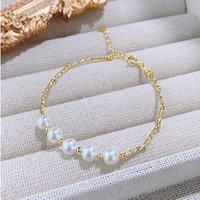 S925 Sterling Silver Bamboo&Lara Pearl 14K Gold Plated Bracelet
