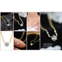 S925 Sterling Silver Solitaire 14K Gold Plated Pendant Necklace