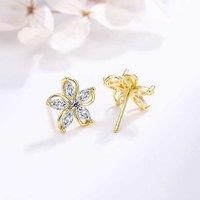 S925 Sterling Silver Marquise Flower C/Z Stud Earrings