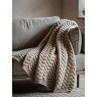 Gallery Direct Herringbone Woven Knit Throw Natural 1300X1700Mm