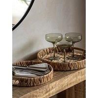 Gallery Direct Set Of 2 Woven Round Tray With Handles - Natural