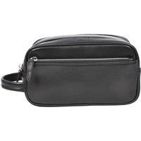 Real Leather Toiletries Bag Mid Size Travel Dopp Kit Organiser Style Oslo Black