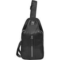 Mens Real Leather Chest Bag Cross Body Style Nara Black