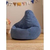 icon Dalton Kids Bean Bag, Denim Blue, Cord Kids Bean Bag Chair with Filling Included for Girls and Boys, Childrens Chair, Beanbags for Children, Playroom Décor, Bedroom Accessories