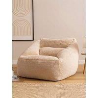 icon Natalia Bean Bag Chair, Natural, Rabbit Faux Fur, Large Adult Bean Bag with Filling Included, Comfy Chair, Armchair, Living Room, Living Room Furniture, Bedroom Furniture