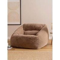 icon Natalia Bean Bag Chair, Mocha Brown, Rabbit Faux Fur, Large Adult Bean Bag with Filling Included, Comfy Chair, Armchair, Living Room, Living Room Furniture, Bedroom Furniture