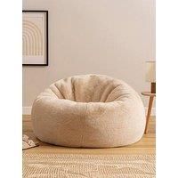 icon Kingston Rabbit Faux Fur Bean Bag, Natural, Large Adult Bean Bag Chair with Filling Included, Comfy Chair, Living Room Furniture, Bedroom Furniture