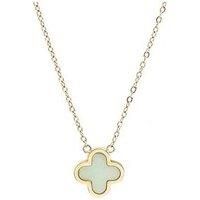 Say It With Crystal Clover Necklace Jade Stone - Gold