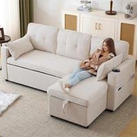 Convertible Sofa Bed with Internal Storage Chaise L Shaped Sleeper