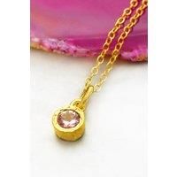Pink Tourmaline October Birthstone Silver Necklace