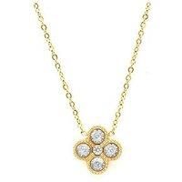 Say It With Full Cz Clover Necklace - Yellow Gold