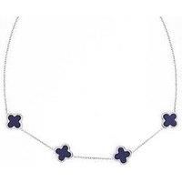 Say It With Blue Clover Choker Necklace - Silver
