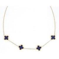 Say It With Blue Clover Necklace - Yellow Gold