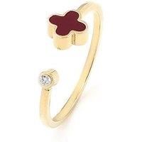 Say It With Plum Crystal Clover Ring - Yellow Gold